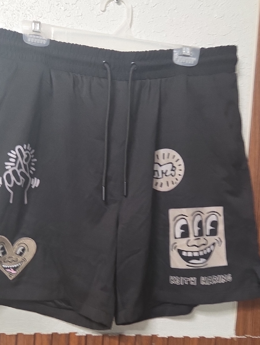 Men's Black Athletic Drawstring Shorts with Graphic Art